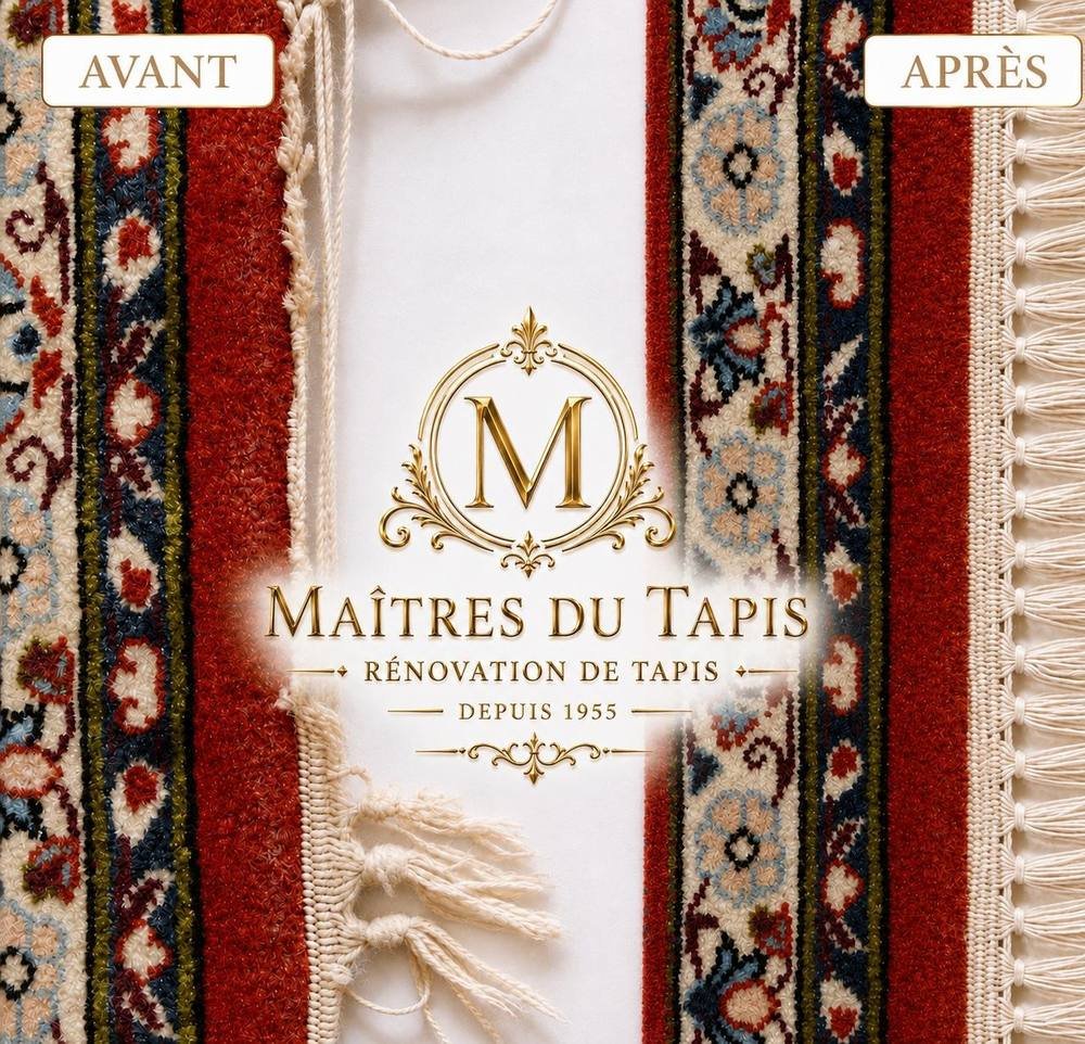 Franges de tapis avant et après greffe à la main